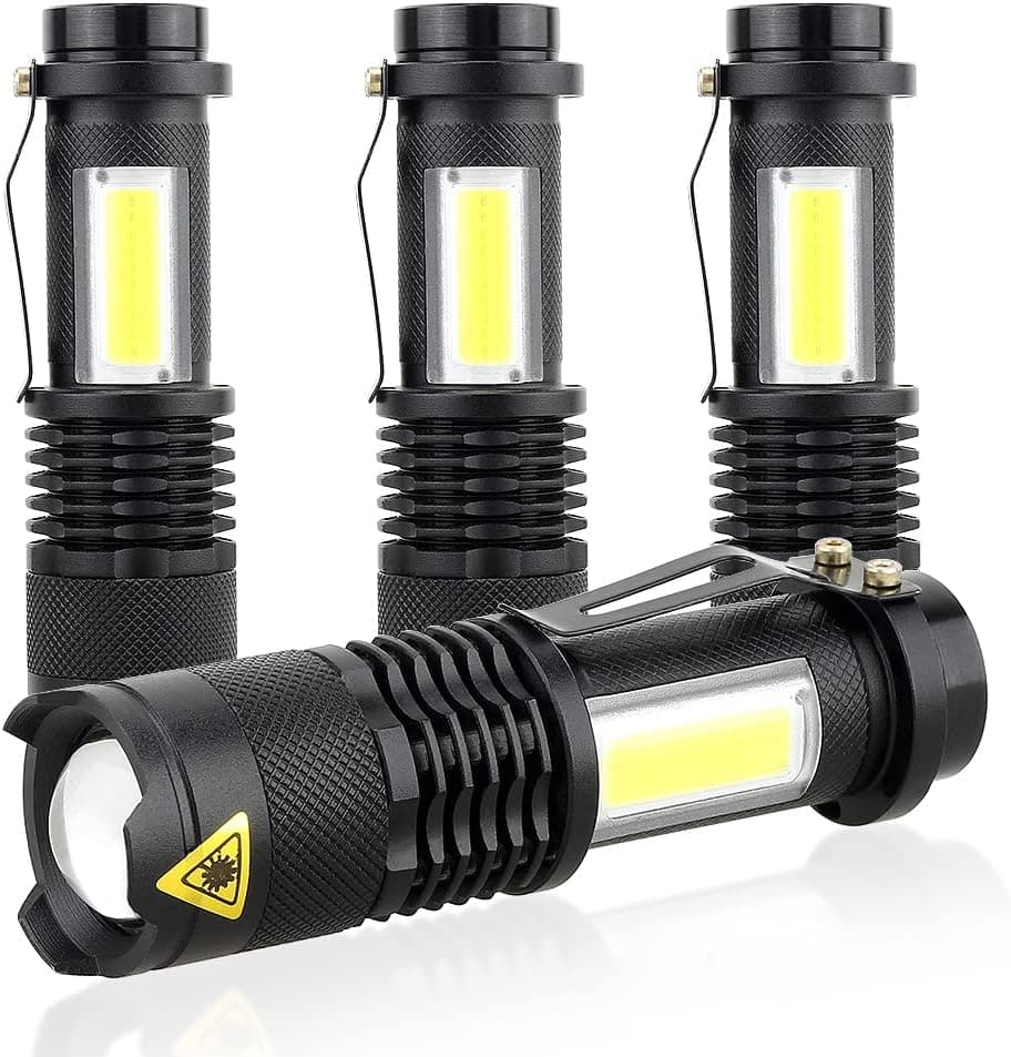 ustopfire Mini Flashlight 4 Pack Ultra Bright 300 Lumens Portable Small LED Flashlight Lantern Adjustable Focus