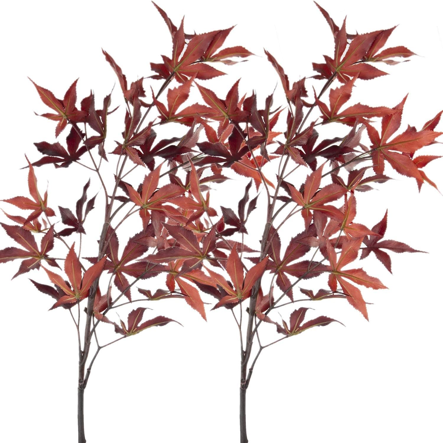 Rinlong Artificial Maple Leaves Branches Fall Leaves Foliage Decor Golden Flame Red Autumn Greenery Stems Decorations for Xmas Thanksgiving Wreath Festival Home Kitchen Party Farmhouse