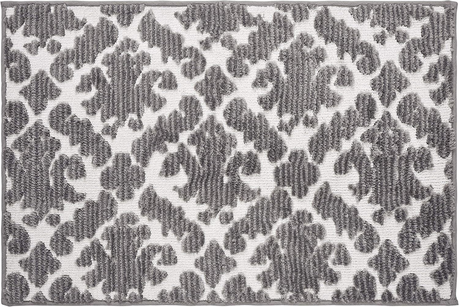 Tahari Home | Murray Stylish Ultra Modern Luxury Non Slip Absorbent Rug, Plush Bath Mat for Tub, Shower and Bathroom, Machine Washable, 20"x30", Grey