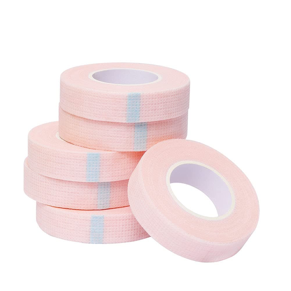 GEMERRY 6 Rolls Eyelash Tape for Eyelash Extensions Pink Adhesive Fabric Lash Tape Breathable Micropore Lash Extensions Tapes for Lashes Supplied (Pink)