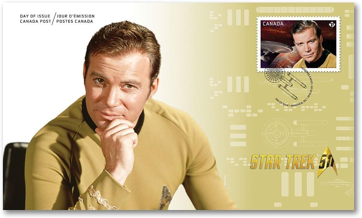 Canada Post Official First Day Cover Collectible Postage Stamps Made For Star Trek 50th Anniversary - Kirk