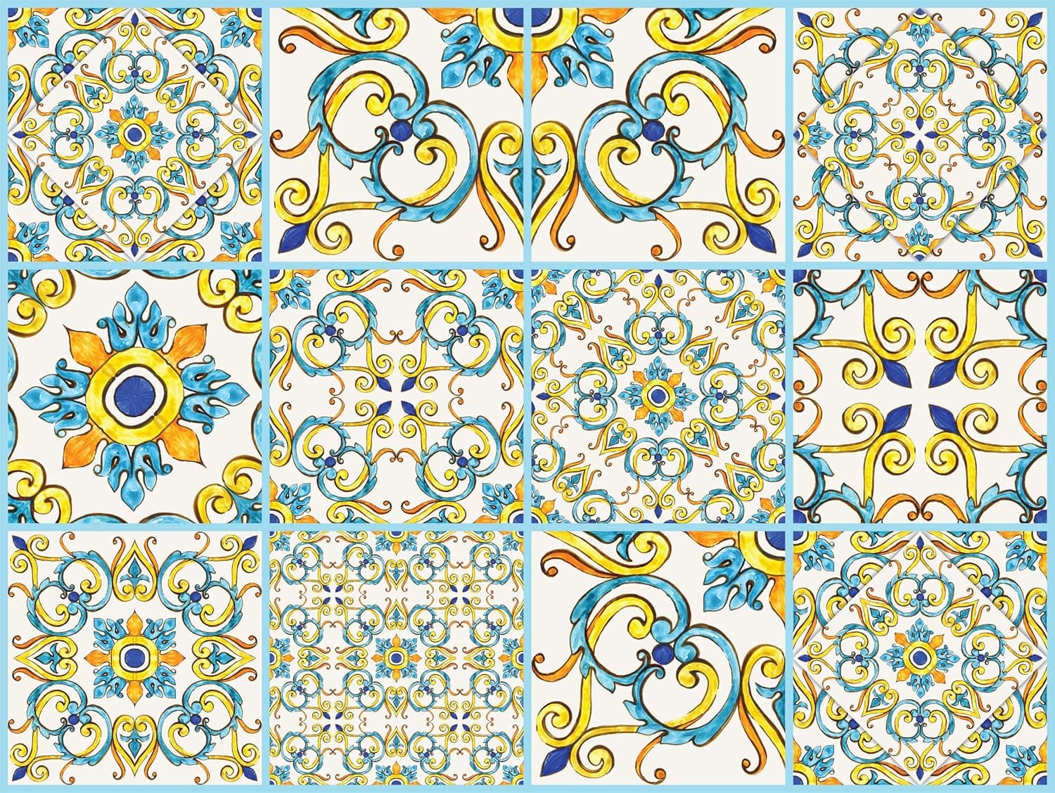 The Nisha 24 PC Pack Art Eclectic Peel and Stick Wall Sticky Backsplash Vinyl Waterproof Removable Tile Sticker Decals for Bathroom & Kitchen, 4x4 Inch, Classic 1286