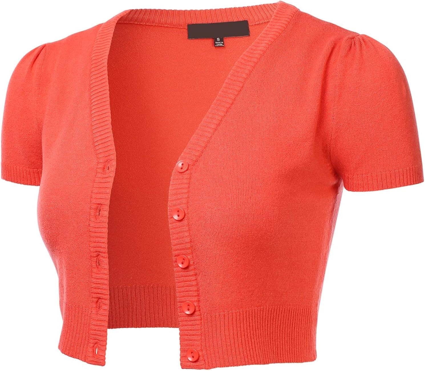 FLORIA Womens Button Down Short Sleeve Cropped Bolero Cardigan Sweater (S-4X)
