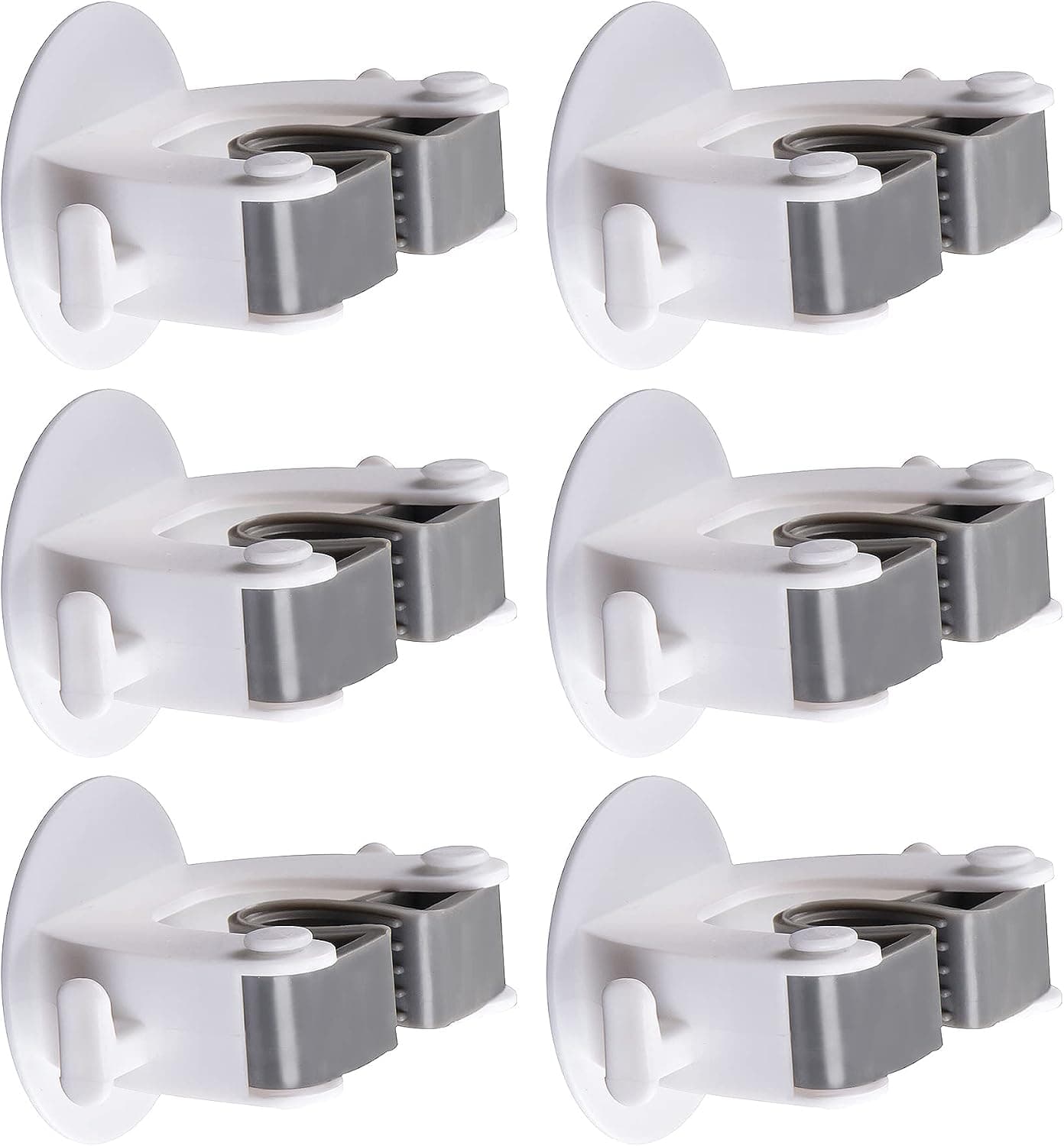 Broom Holder, Wall Mounted Mop Gripper (Clip and Hooks 2-in-1) 6 Pack, No Drill Self Adhesive Home Storage Hanger Organizer for Kitchen Closet Garage Bathroom Door Board (Damage-Free)