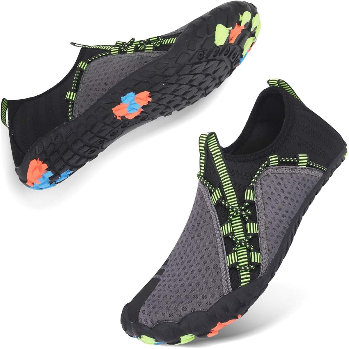 JIASUQI Womens Mens Outdoor Beach Walking Sports Aqua Water Shoes Socks Grey US 9.5 Women, 7.5 Men