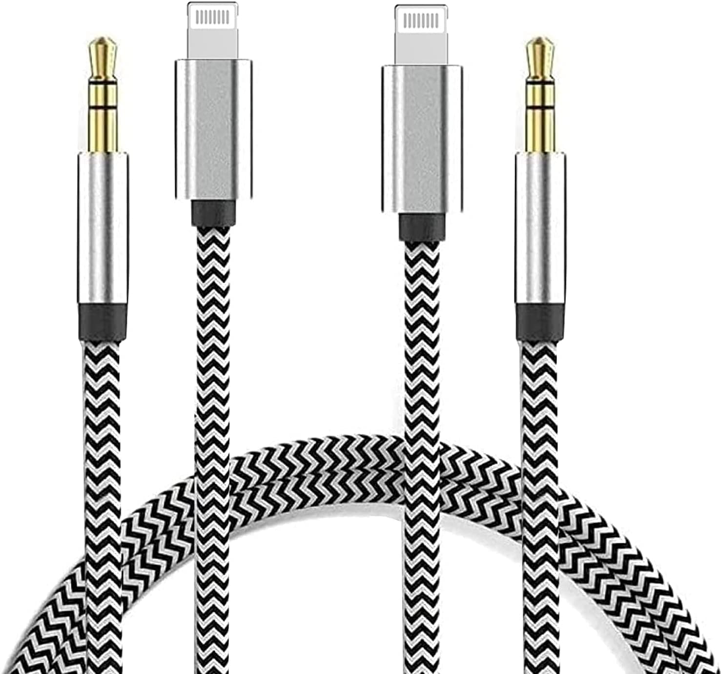 [Apple MFi Certified] iPhone to 3.5mm Car AUX Stereo Audio, Hutou 2 Pack Lightning to 3.5mm Nylon AUX Cable for iPhone 12/11/XS/XR/X 8 7/iPad to Car Stereo, Speaker, Headphone, Support iOS 14 (3.3FT)