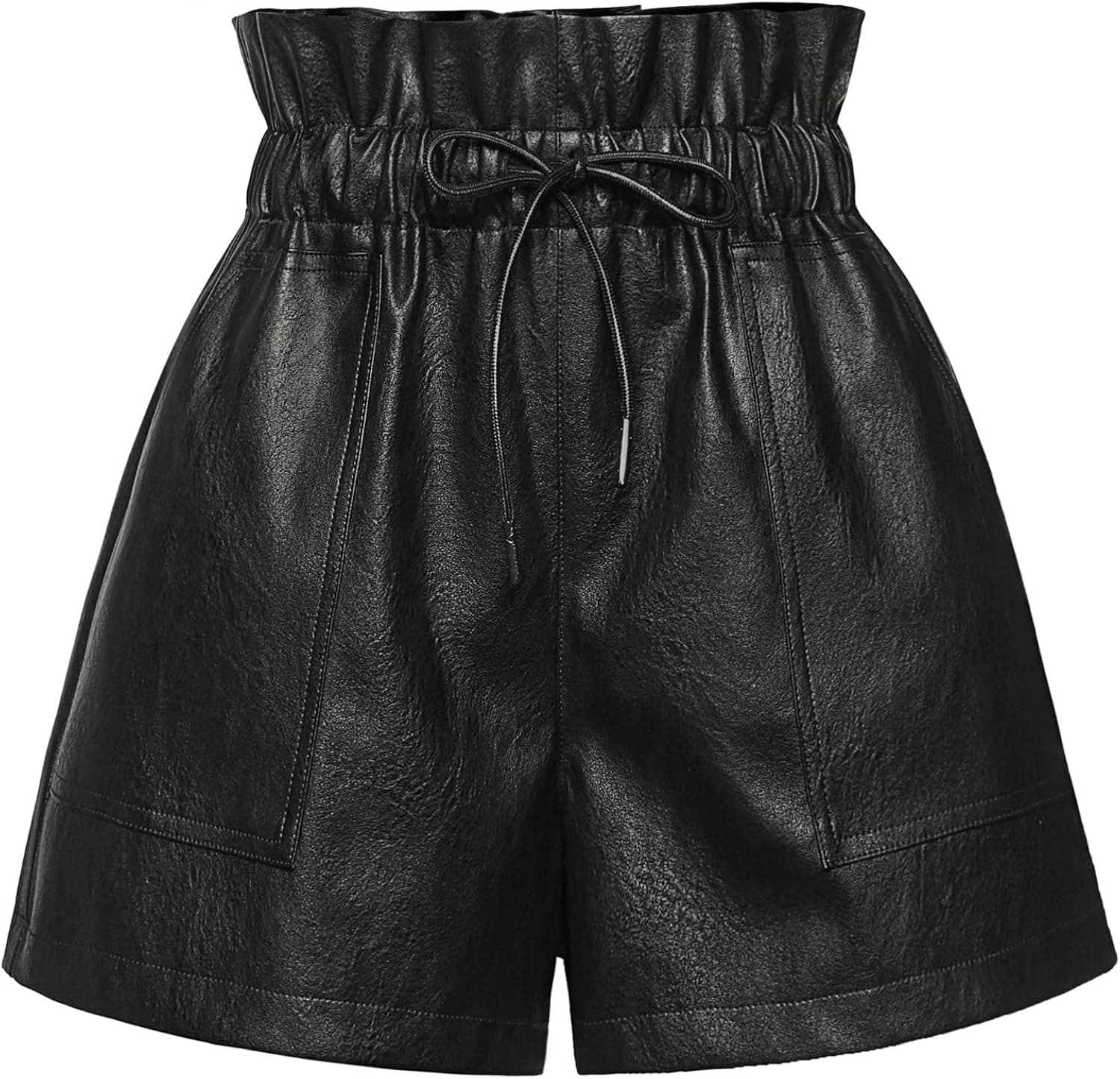 QIANXIZHAN Women's Leather Shorts, Faux High Waisted Wide Leg Sexy Shorts SP1012