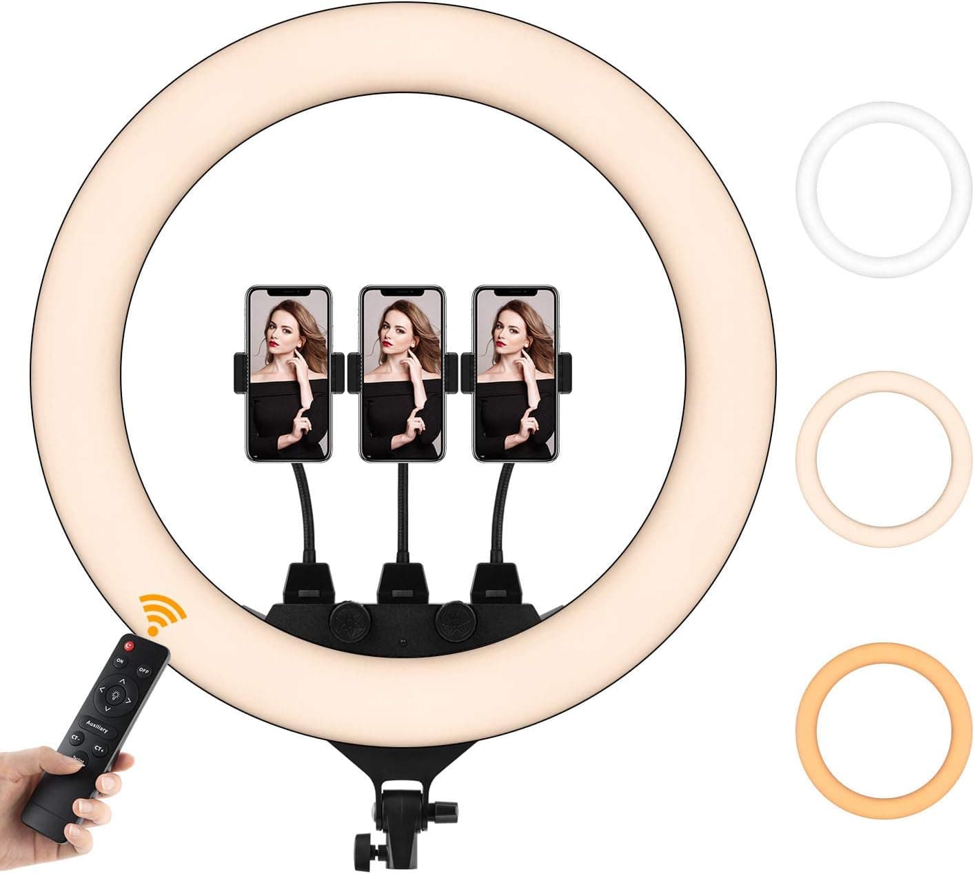 Led Selfie Ring Light Without Tripod Stand - only 22 Inch Ring Light Camera Lamp for iPhone Live Zoom Streaming (Without Tripod, 22 inch Ring Light)