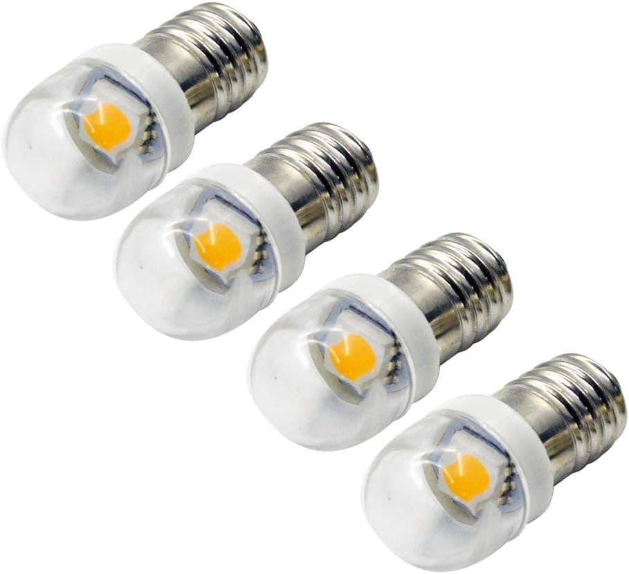 Ruiandsion 4pcs E10 LED Bulb 12V 0.6W 5050 1SMD Warm White 4300K LED Replacement Bulb Upgrade for Headlamps Flashlights Torch Light,Negative Earth