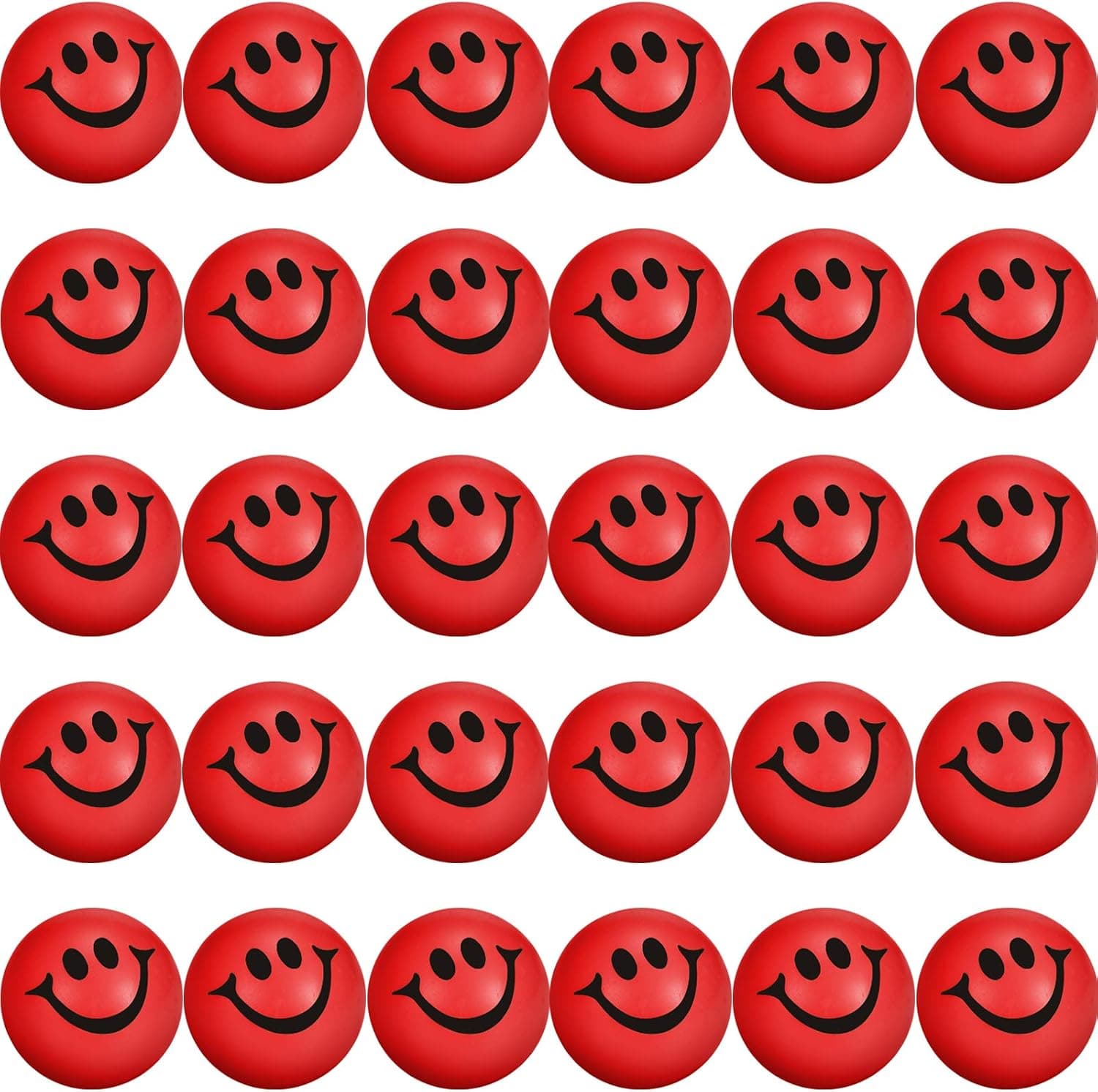 30 Pcs Christmas Stress Balls 1.6 Inch Funny Smile Face Stress Balls, Mini Red Squeeze Foam Ball for School Carnival Reward, Christmas Party Favors Stocking Stuffers Gifts Goodie Bag Fillers