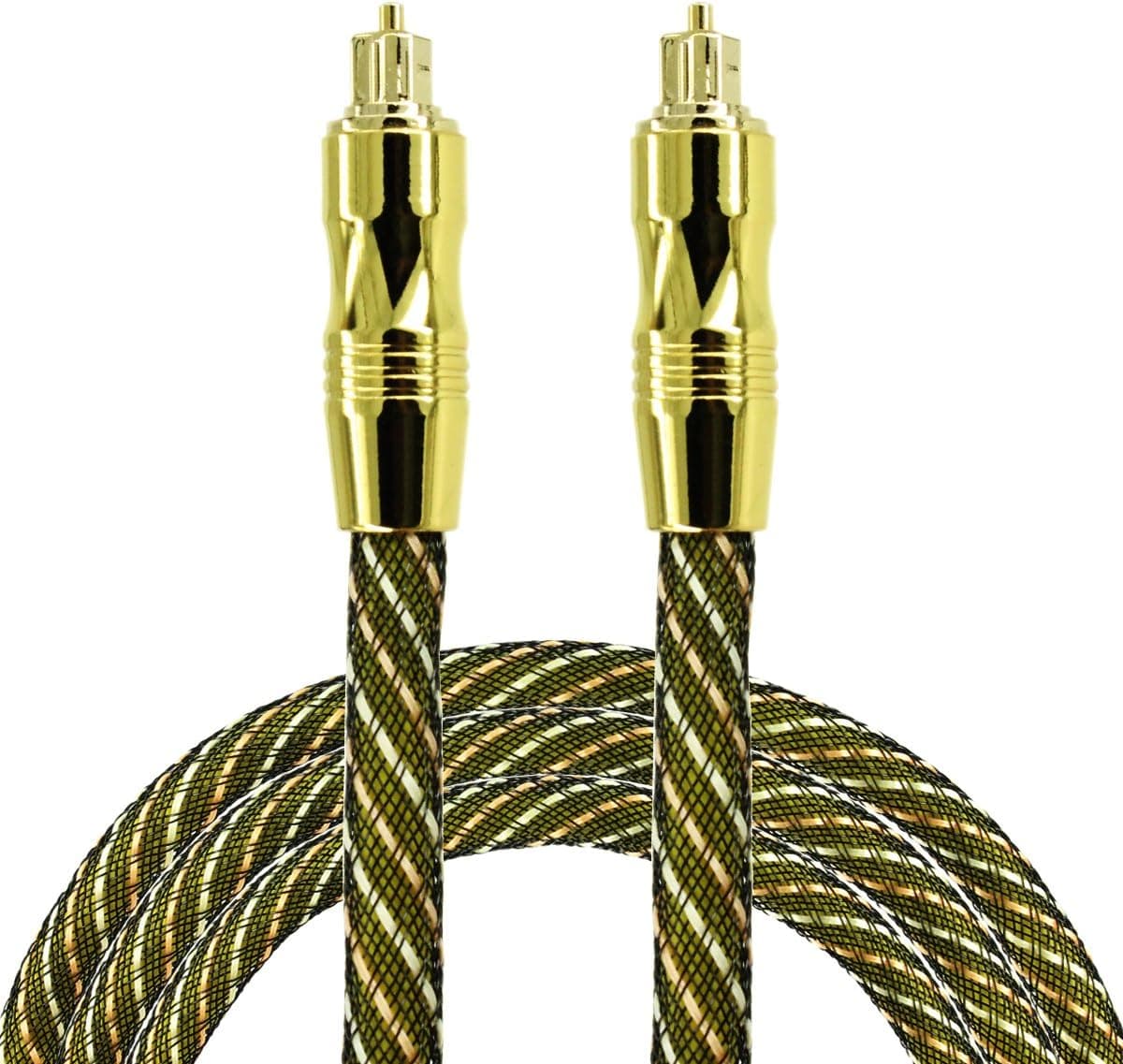 Optical Audio Cable 6 Feet Fiber Gold Plated Toslink Digital Audio Cable, Metal Connectors and Braided Nylon Jacket, Perfect for a Soundbar, Audio Video Receiver or Xbox PS4