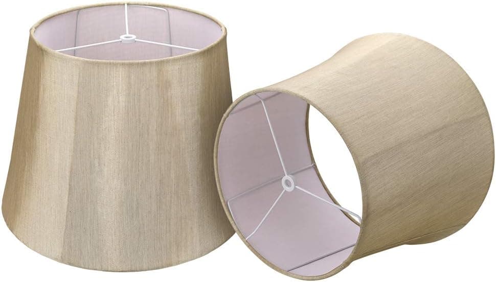 Double Royal Style Foldable Medium Lamp Shade Set of 2, Alucset Fabric Lampshade for Table Lamp/Floor Lamp, Spider, 2Pcs Pack (Gold, 10 * 14 * 10 inch)