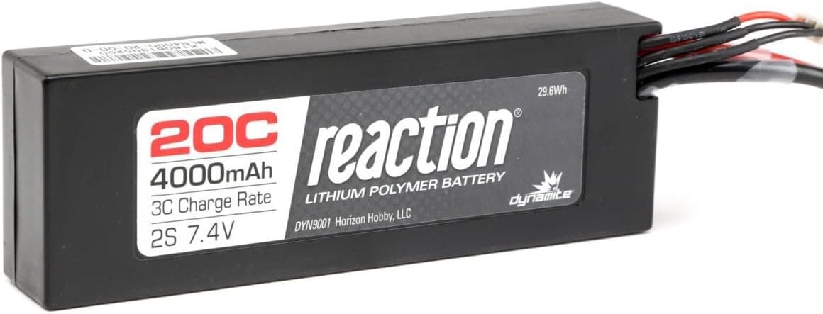 Dynamite Reaction 7.4V 4000mAh 2S 20C LiPo Hard Case: EC3 Battery