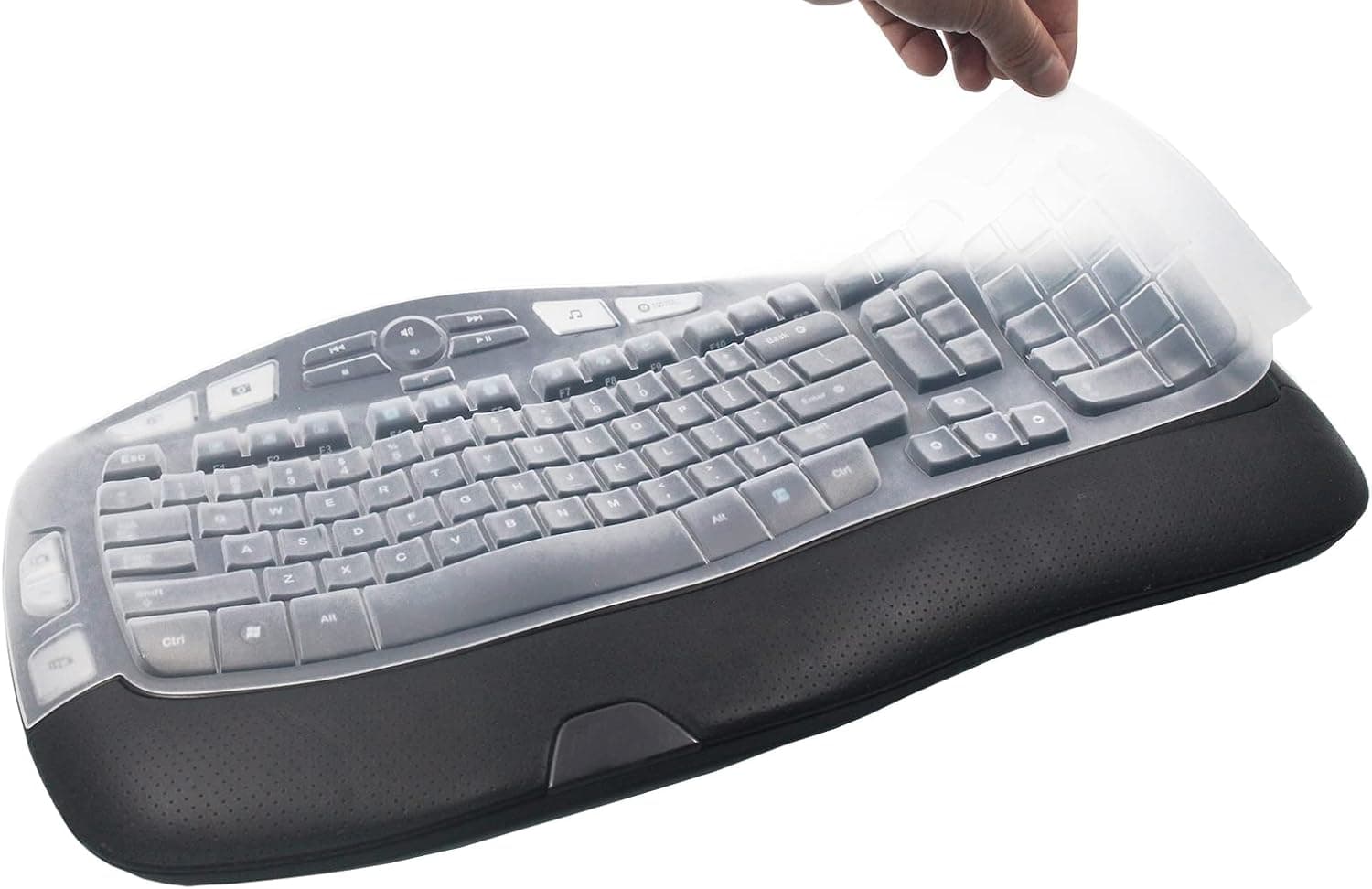 Ultra Thin Desktop PC Silicone Keyboard Cover Skin Protector Compatible with Logitech K350 MK550 MK570 Wireless Wave Keyboard (NOT for Other Desktop Keyboards) (Clear)