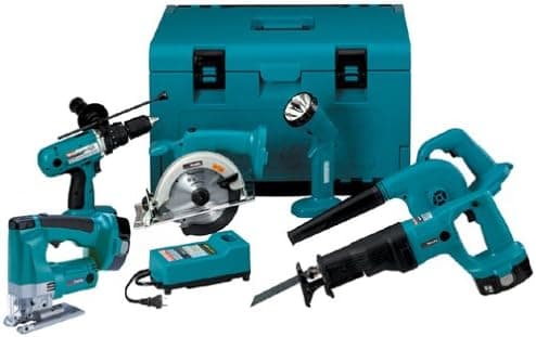 Makita DK1032DL 18 Volt Reciprocating Saw, 6-1/2-Inch Circular Saw, 1/2-Inch Hammer Driver-Drill, Jig Saw, Blower & Flashlight Kit (Discontinued by Manufacturer)