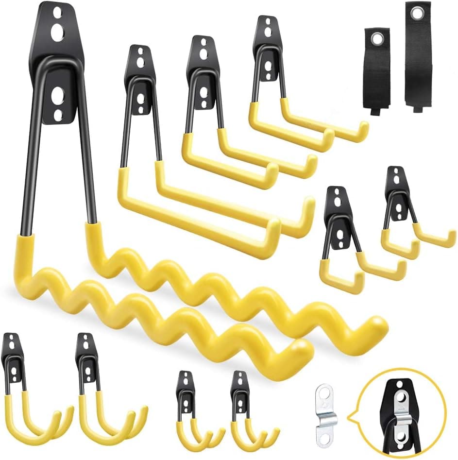 Garage Hooks, 10-Pack Steel Garage Storage Organization Hooks，Tool Hangers for Garage, Utility Double Heavy Duty Wall Mount Steel Hook for Organizer Power Tools,Bulk Items, Ropes etc