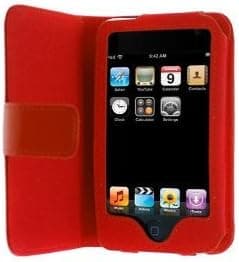 Premium Red Folio Wallet Leather Case for Apple Touch iTouch 8Gb 16GB 32Gb 2G 3G 2nd Generation