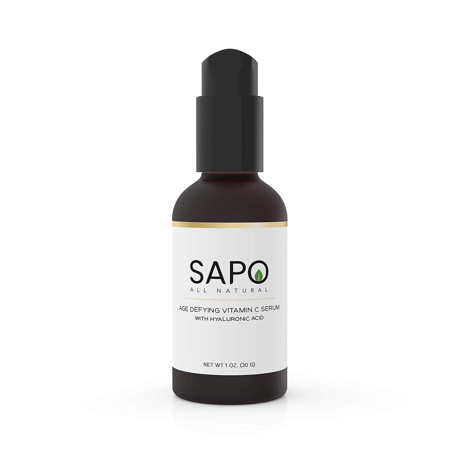 Sapo All Natural Vitamin C Serum - Exfoliating, Nourishing & Skin Brightening - Made with Hyaluronic Acid, Chamomile, Carrageenan, Orange Extract & Citrus Oil - 1 Fl Oz