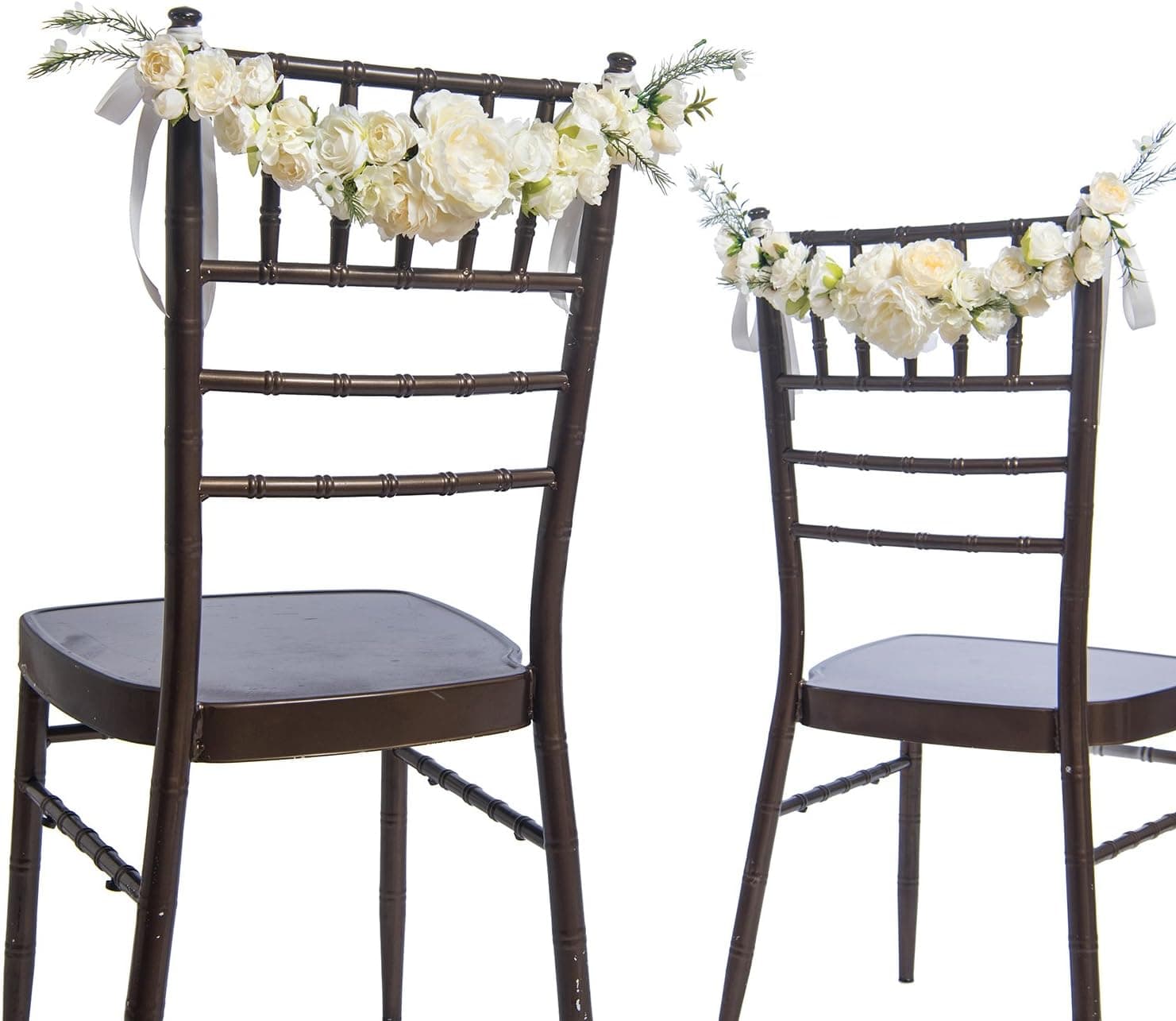 Ling's moment Rose and Peony Spring Blooms Chair Banners Wedding Arch Wedding Chair Decoration Centerpiece Silk Flower Arrangement, Mixed Flower(Pack of 2)