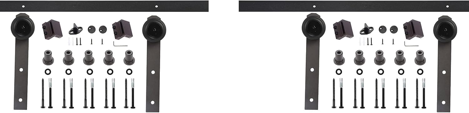 EWEI'S Homewares 13FT Antique Black Steel Double Sliding Barn Wood Door Hardware Kit Closet Set