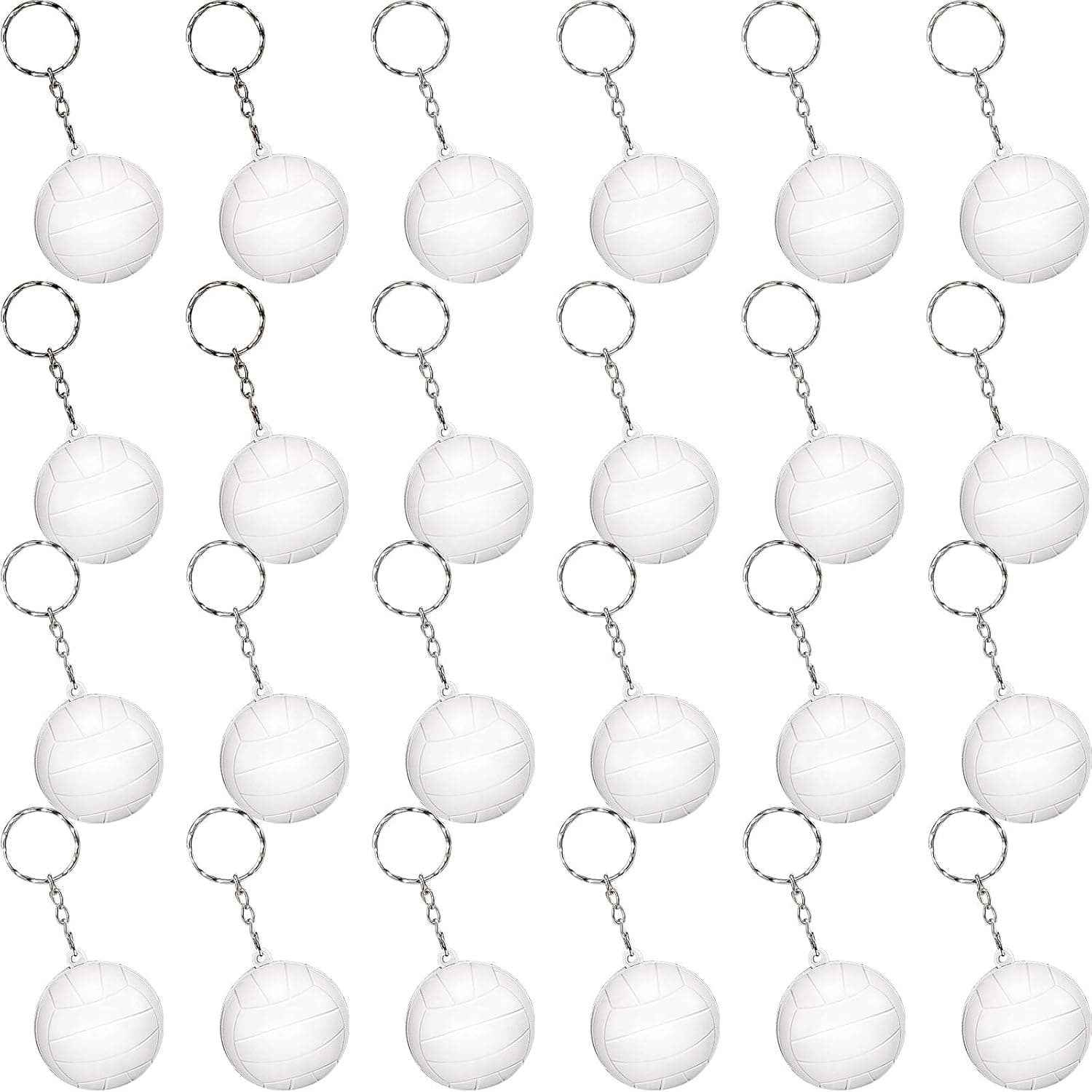Blulu 50 Pack White Volleyball Keychains for Party Favors, School Carnival Reward, Party Bag Gift Fillers (Volleyball Keychains, 50 Pack)