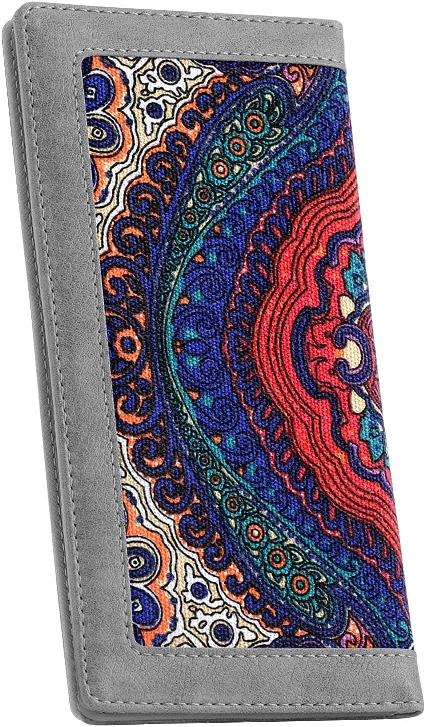 Abberry Womens RFID Blocking Bifold Long Wallets Slim Snap Wallet Card Holder Organizer with Snap Fastener and ID Window for Ladies and Girls（Grey