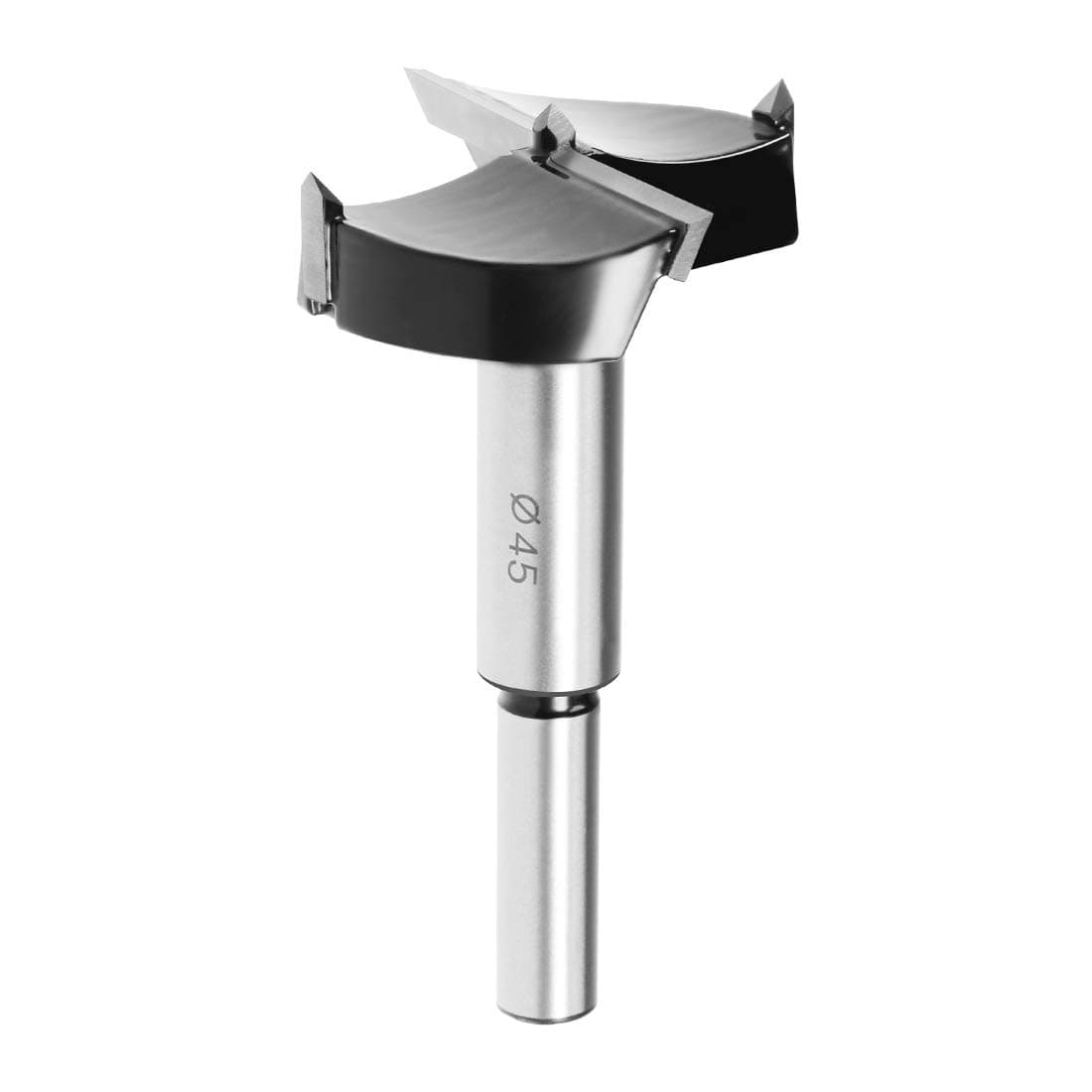 uxcell Forstner Drill Bits 45mm, Tungsten Carbide Wood Hole Saw Auger Opener, Woodworking Hinge Hole Drilling Boring Bit Cutter (Black, Silver Tone)