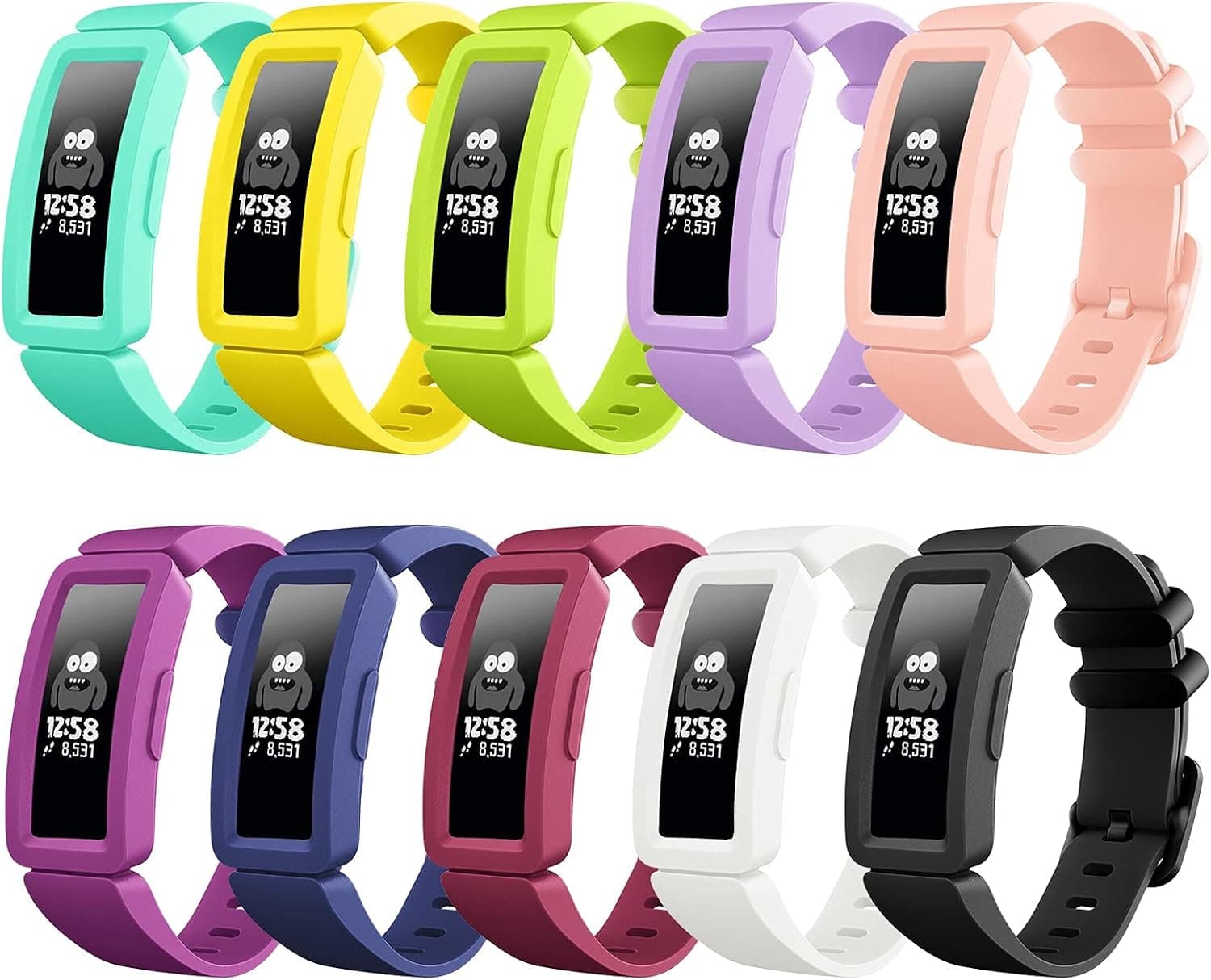 Vanet Bands Compatible with Fitbit Ace 2 for Kids 6+, Soft Silicone Colorful Replacement Sports Wristbands for Fitbit Ace 2 for Kids Boys Girls