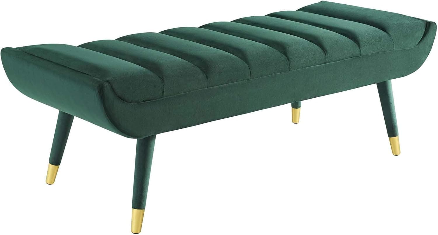 Modway Guess Channel Tufted Performance Velvet Accent Bench, Green