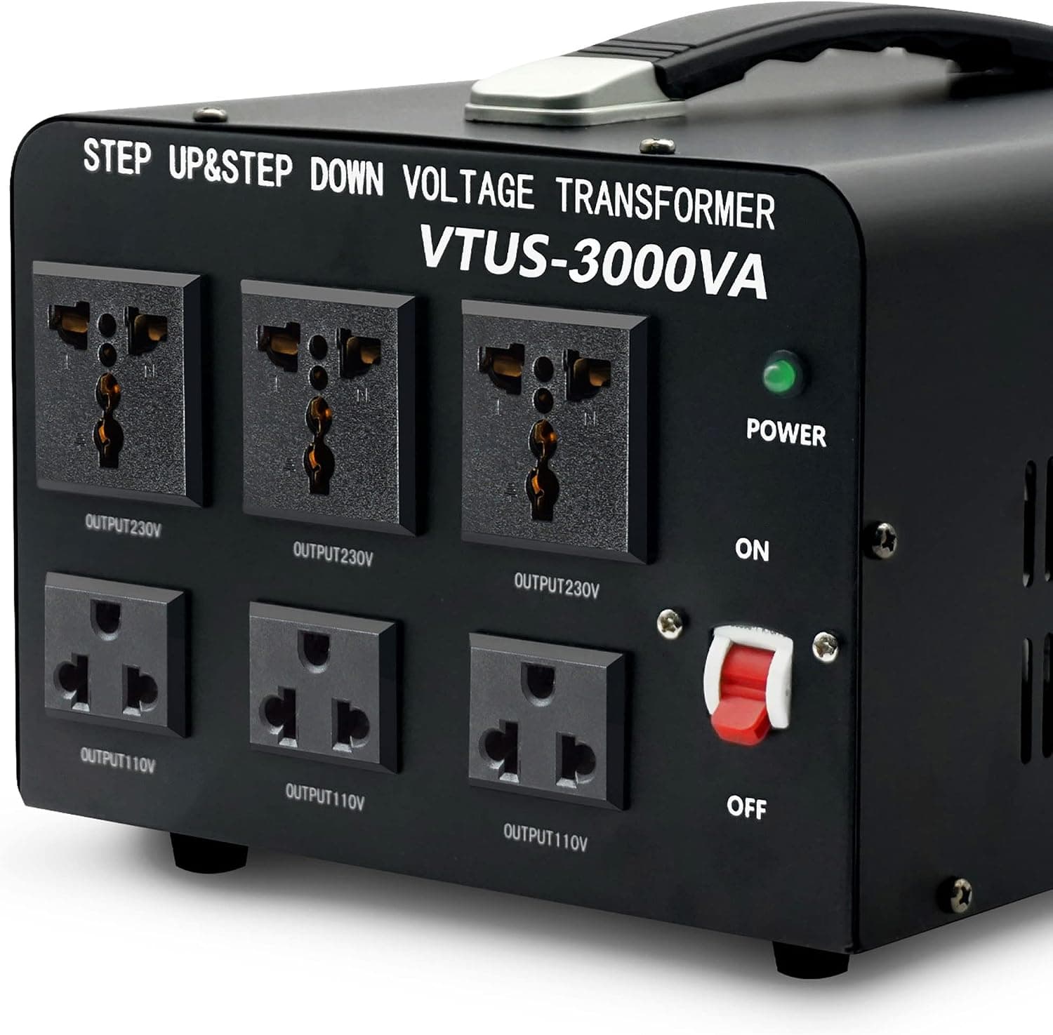 Yinleader Voltage Converter Transformer(220V to 110V, 110V to 220V) Step Up/Down Transformer Converter 110/120 Volt - 220/240 Volt - Circuit Breaker Protection (VTUS-3000-6S)