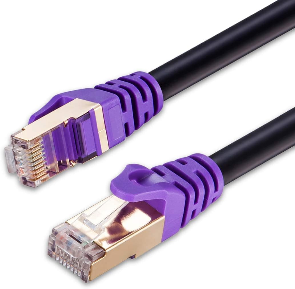 Cat 7 Ethernet Cable 100 ft, JewMod Outdoor Cat7 Ethernet Cable 26AWG Heavy-Duty Cat7 Waterproof Direct Burial Ethernet Cable 10Gbps 600MHz LAN Network RJ45 Cable, UV/Water Proof, Direct Burial