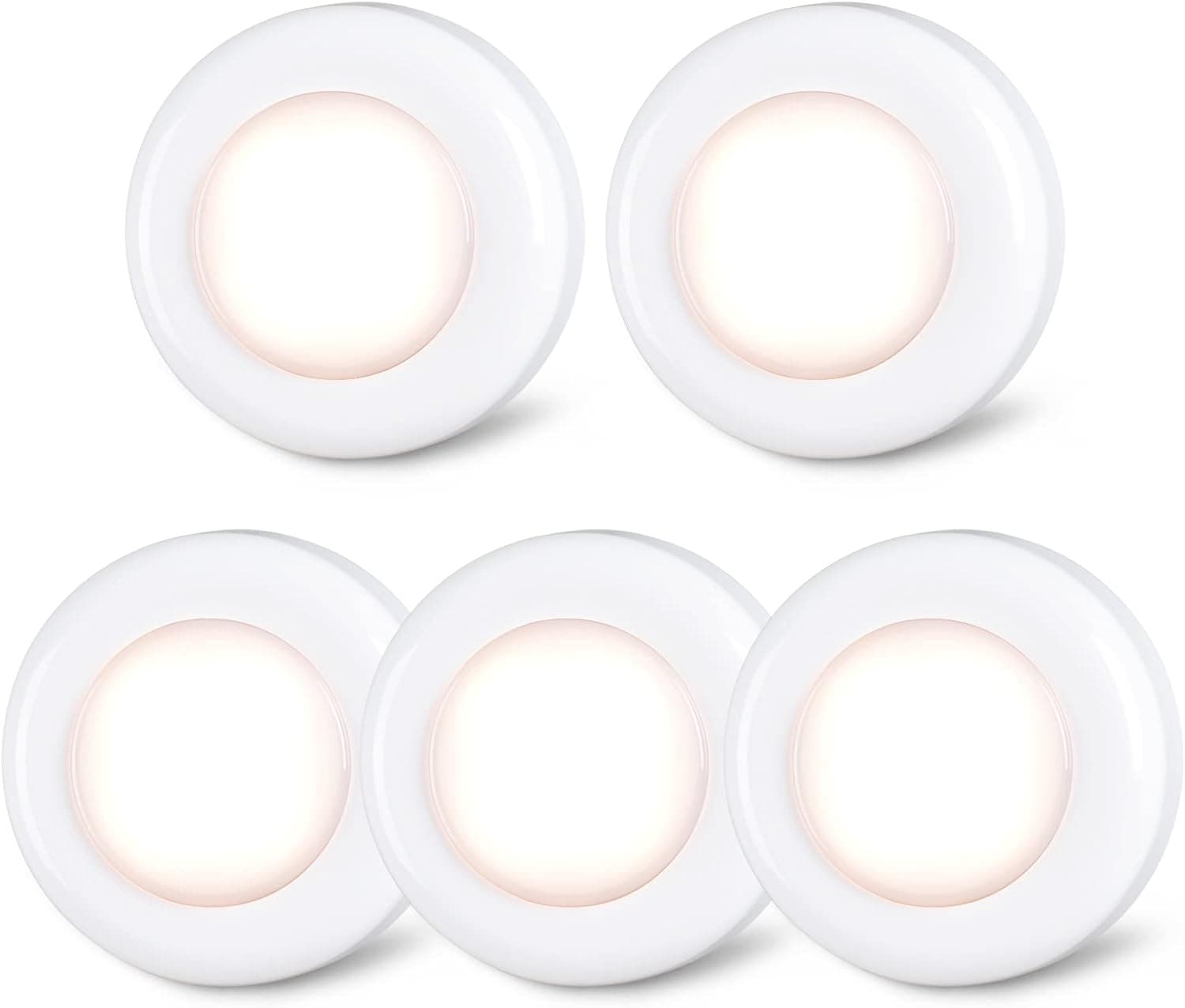 Tap Light Push Lights STAR-SPANGLED Mini Night Touch Light LED Puck Lights Portable Under Cabinet Lighting Battery Operated Powered DIY Stick On Lights Wireless Closet Counter Kitchen Warm White 5Pack
