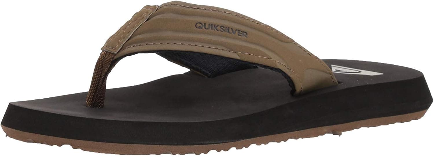 Quiksilver Unisex-Child Youth Monkey Wrench Flip Flop Sandal Big, TAN-Solid, 12(29) M US Little Kid