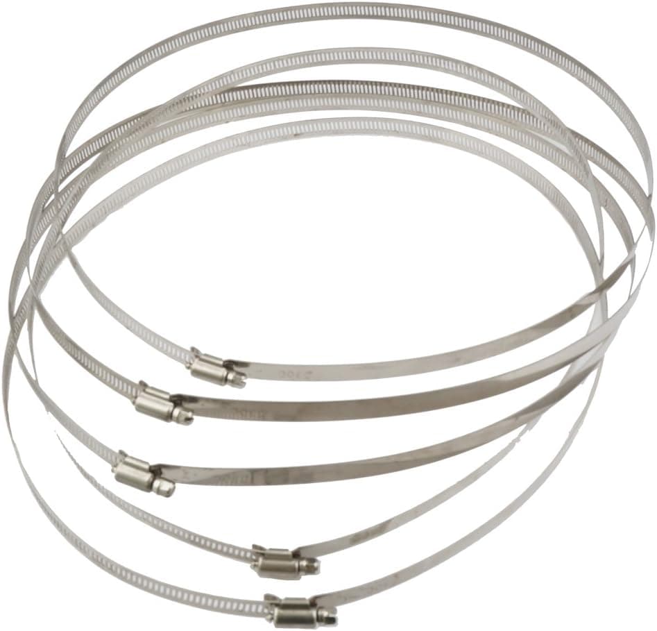 5 Pcs 11.8 inch/300mm Stainless Hoop Steel Hose Clips Duct Clamps Adjustable Worm Drive Hose Clamp For Inline Duct Fan Hydroponic Duct Hoop