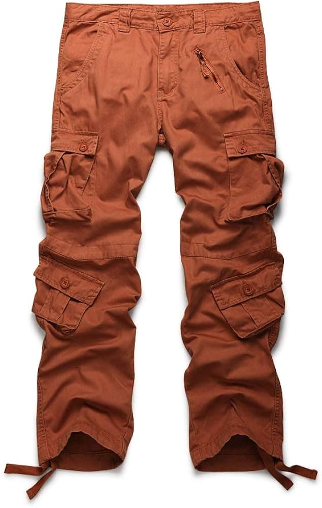 Men's Camo Hiking Cargo Work Pants, 8 Pockets, Relax Fit Casual Trousers Camo F 30