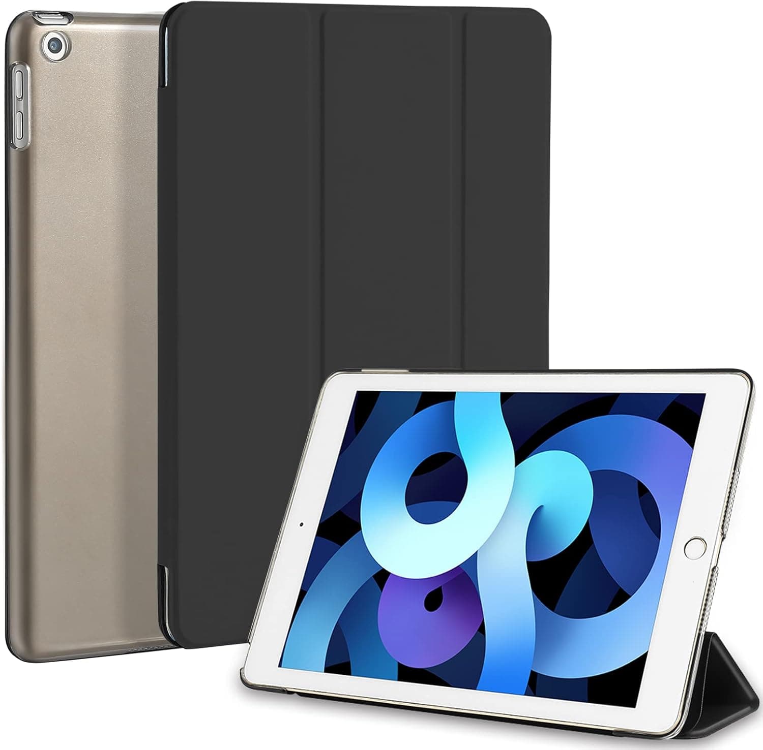 4UBonLife Case for iPad 6th/5th Generation Cases 9.7 inch 2018/2017, Slim Lightweight Hard Cover Stand Smart Case with Translucent Frosted Back Shell for Apple iPad 5/6 Gen, Auto Wake/Sleep, Black