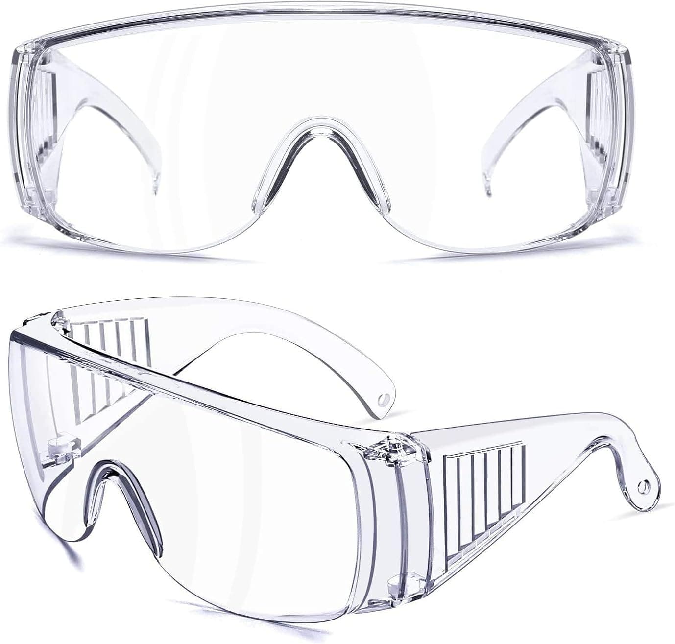 LIANGJIE Safety Glasses, Over Glasses ,Goggles Protective, Eyewear Anti UV Resistant Safety Glasses for Men Women Lab Clear， Anti Fog Goggles （2 pieces Install）