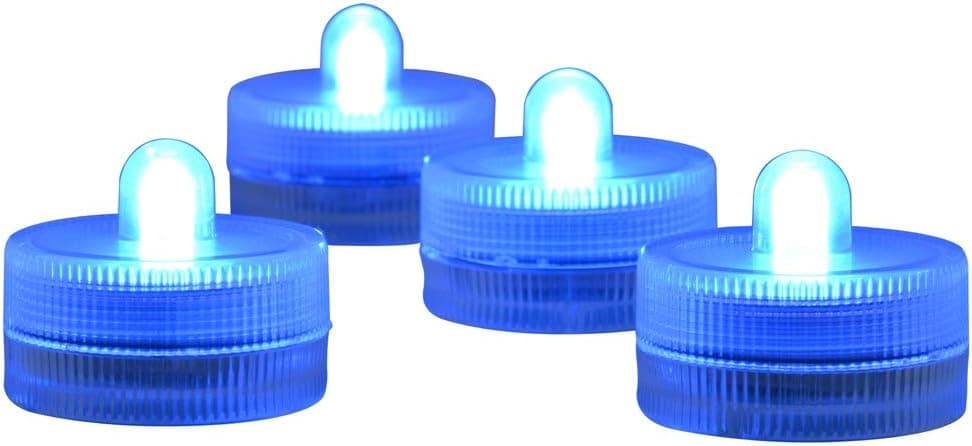 Halloween Lights Submersible LED Lights cr2032 Battery Powered Underwater Waterproof LED Tea Light for Events Wedding Centerpieces Vase Floral Xmas Holidays Home Decor Lighting(Pack of 12) (Blue)