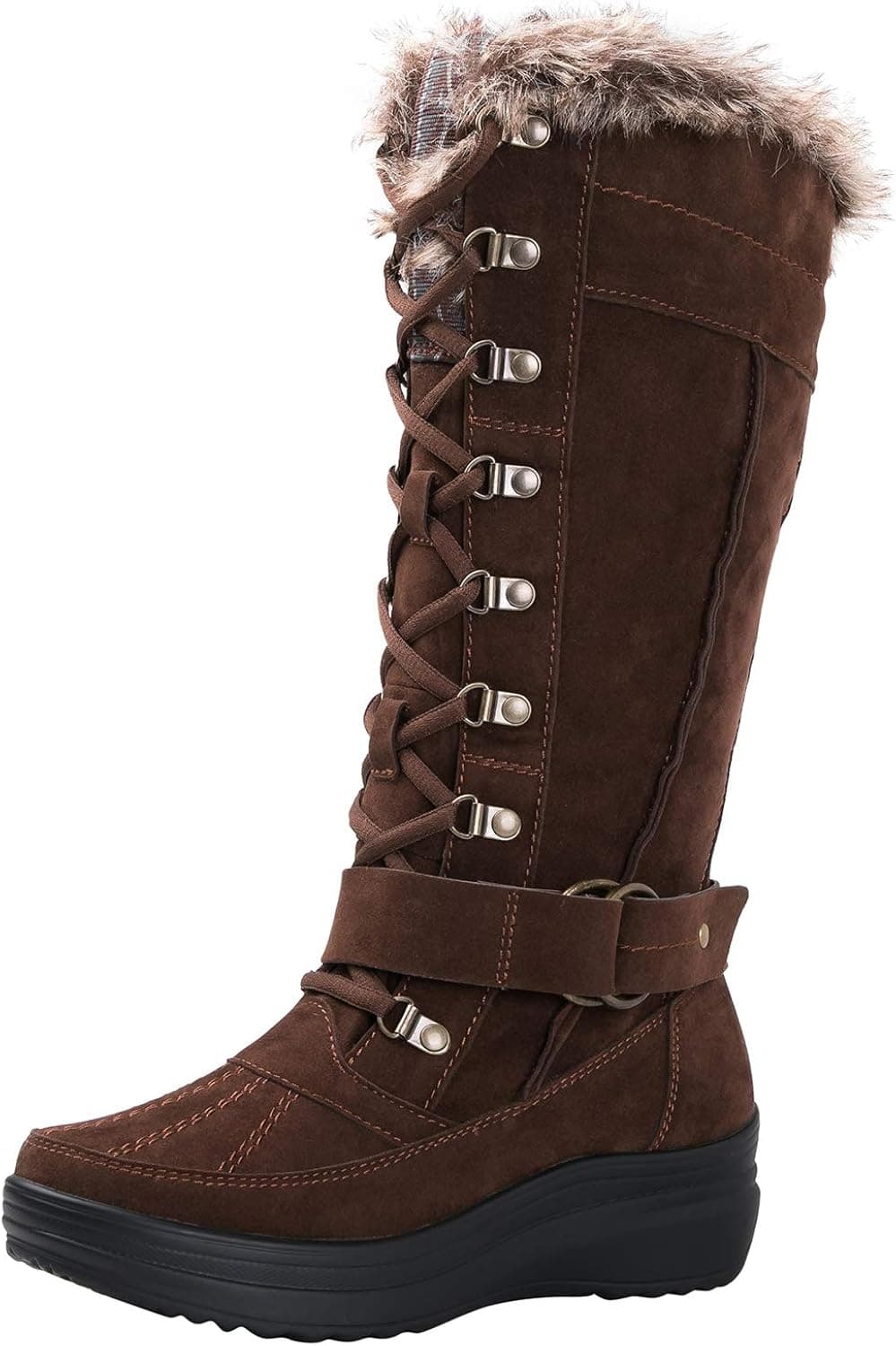 GLOBALWIN Women's Knee-High Boots Mid-Calf Winter Boots