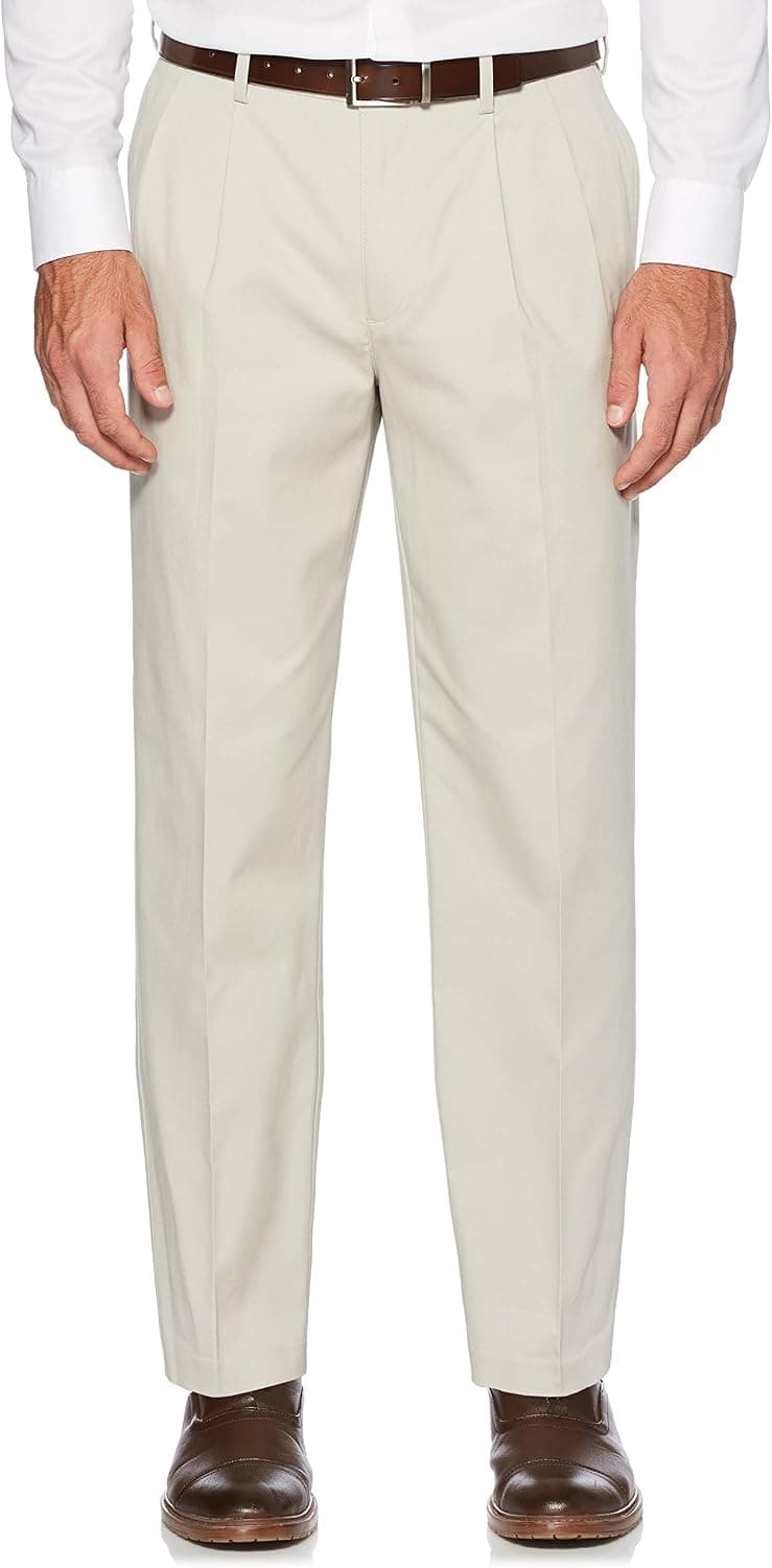Savane Men's Stretch Ultimate Performance Pleated Chino Pants with Expandable Waistband (Waist Size 30-60 Big & Tall)