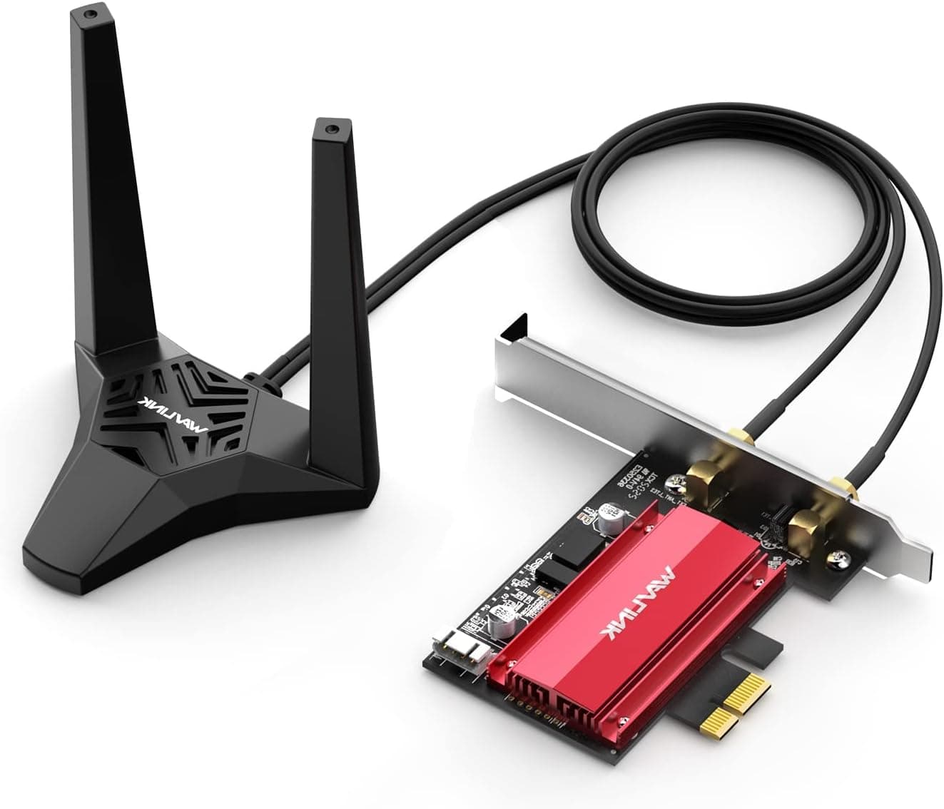 WAVLINK WiFi 6E AX3000 PCIe WiFi Card, Bluetooth 5.2 Network Adapter for Desktop Only with Magnetic Base, Tri-Band 6GHz, Ultra-Low Latency, MU-MIMO, Heat Sink, Supports Windows 10(64bit), 11