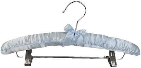Pillowtex Satin Padded Hangers w/Bar and Non-Abrasive Clips - Set of 20 Blue Hangers