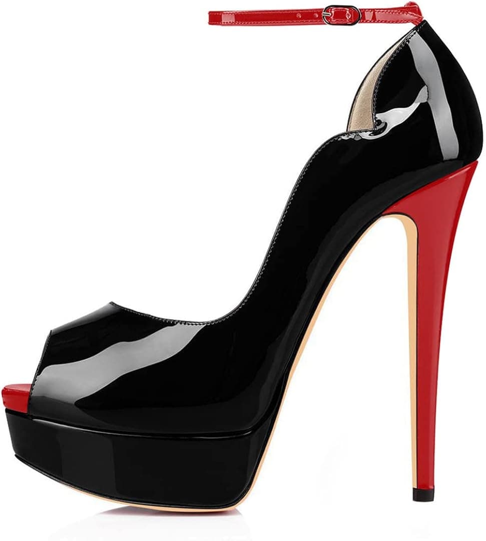 MERUMOTE Women's Platform Stiletto Heels Shoes Peep Toe Pumps 6 inch Heels for Dress Wedding Party