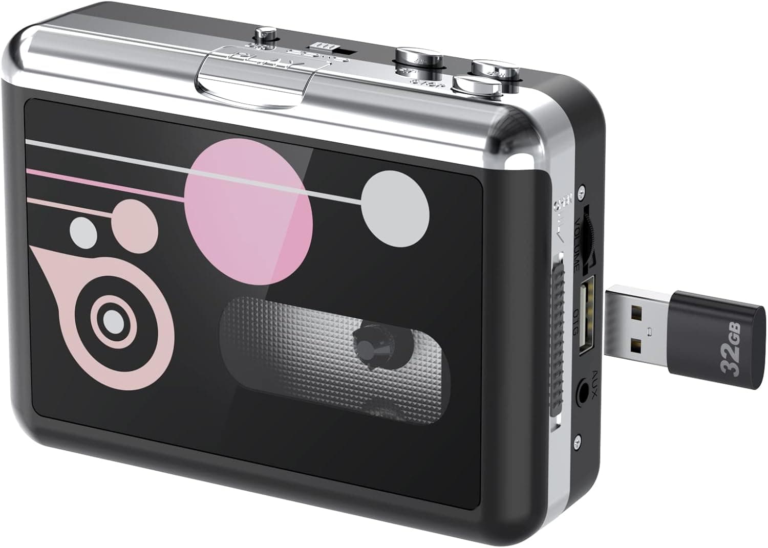 Portable USB Cassette Player, Walkman Tape to MP3 Digital Converter, Stereo Audio Music Player with 3.5MM Earphone, Save into USB Flash Drive No PC Required
