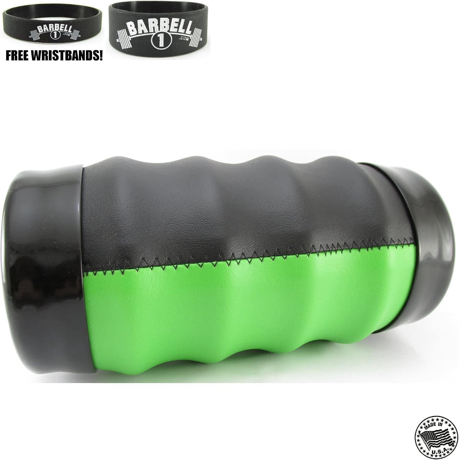 Barbell 1 Recoveroller + 2 Trigger Point Therapy Massage Balls - High Density Deep Tissue Foam Roller for Advanced Self-myofascial Release Great for Travel (Black/Green XL, 18 Inches)
