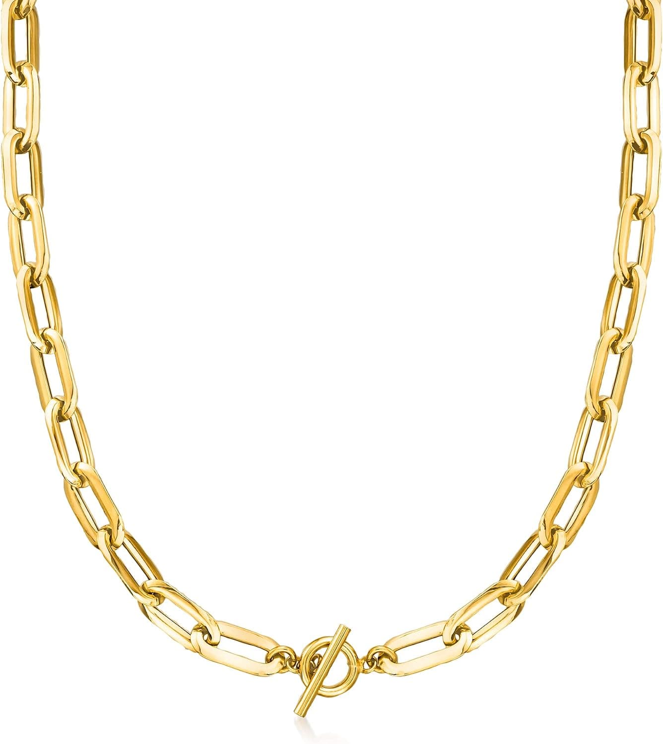 Ross-Simons Italian 14kt Yellow Gold Paper Clip Link Toggle Necklace
