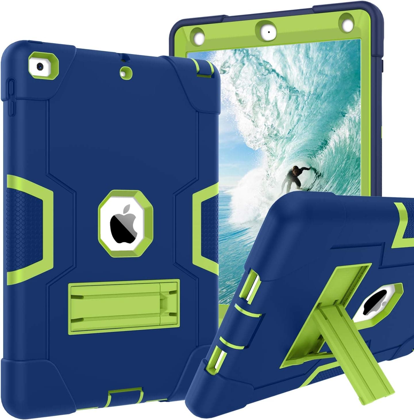 BENTOBEN iPad 6th Generation Case, iPad 9.7 Kids Case 2017 2018, Slim Fit Soft Silicone Protection Hybrid Hard PC Shockproof Rugged Tablet Cover for iPad 9.7“ A1893/A1954/A1822/A1823,Navy Blue/Green