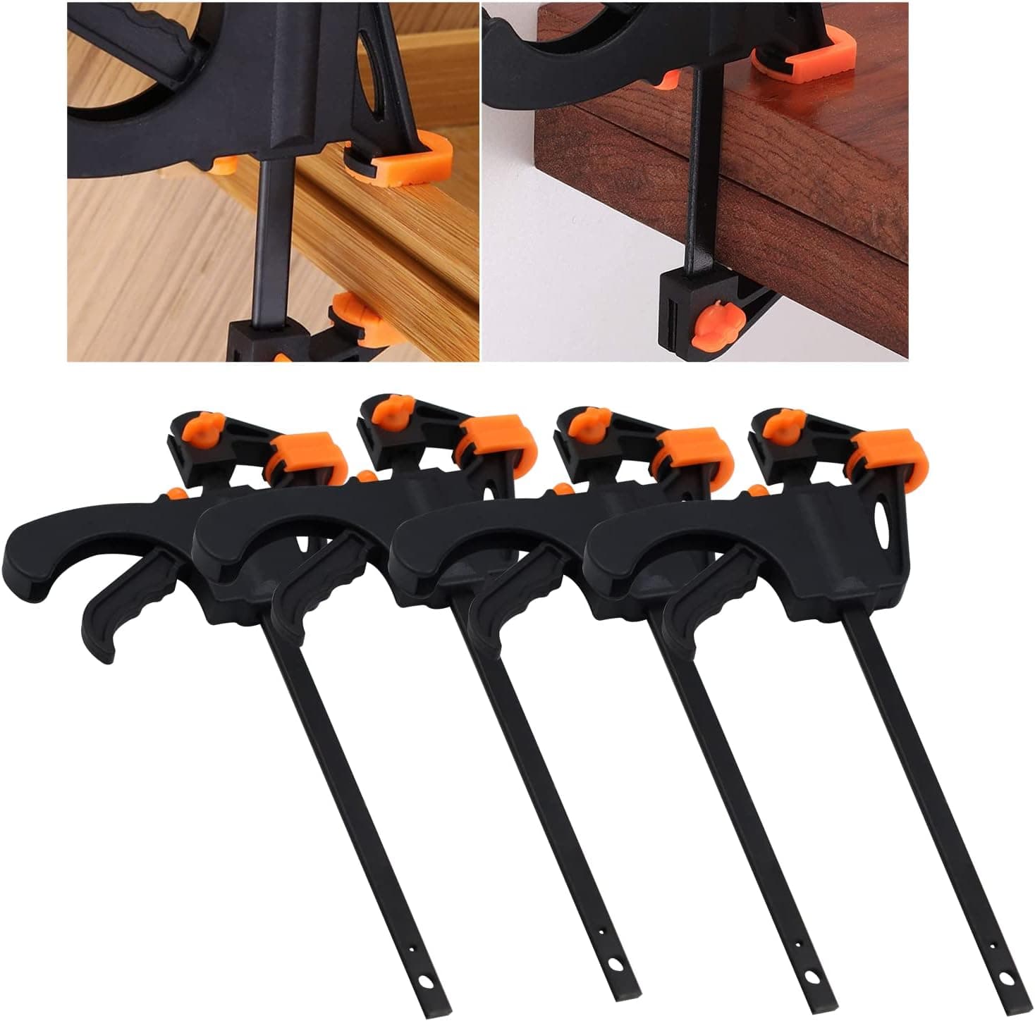Abnaok Quick Grip Clamps Multisize 4 Pack Bar Clamps for Woodwork One Handed Release F Clamp for Woodworking (4 inch 4PCS)
