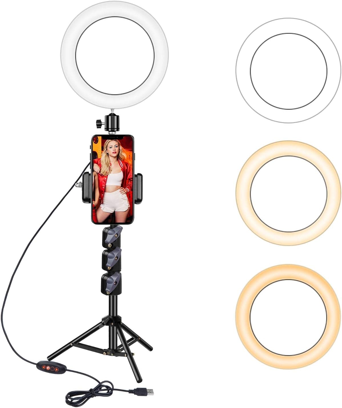 Joypea 8.7"Selfie Ring Light with Stand Cell Phone Holder for Live Stream/Makeup, [3-Light Mode] [10-Level Brightness],for YouTube/Vlog /Video/Photography Compatible with iPhone Android,Remote Control