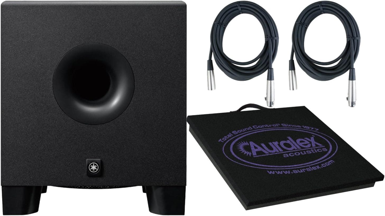Yamaha HS8S 8" Powered Subwoofer w/Isolation Platform and 2 XLR Cables